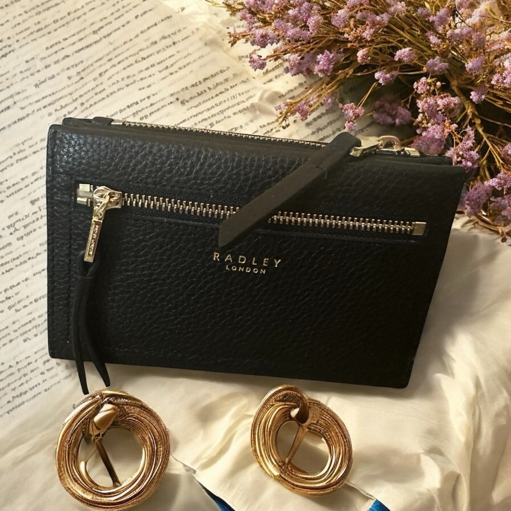 Radley London Sunny Dene Bifold Black Leather Wallet with Gold Accents